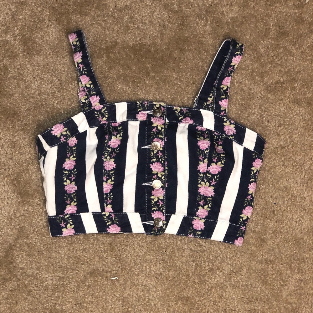 Striped Floral Crop Top